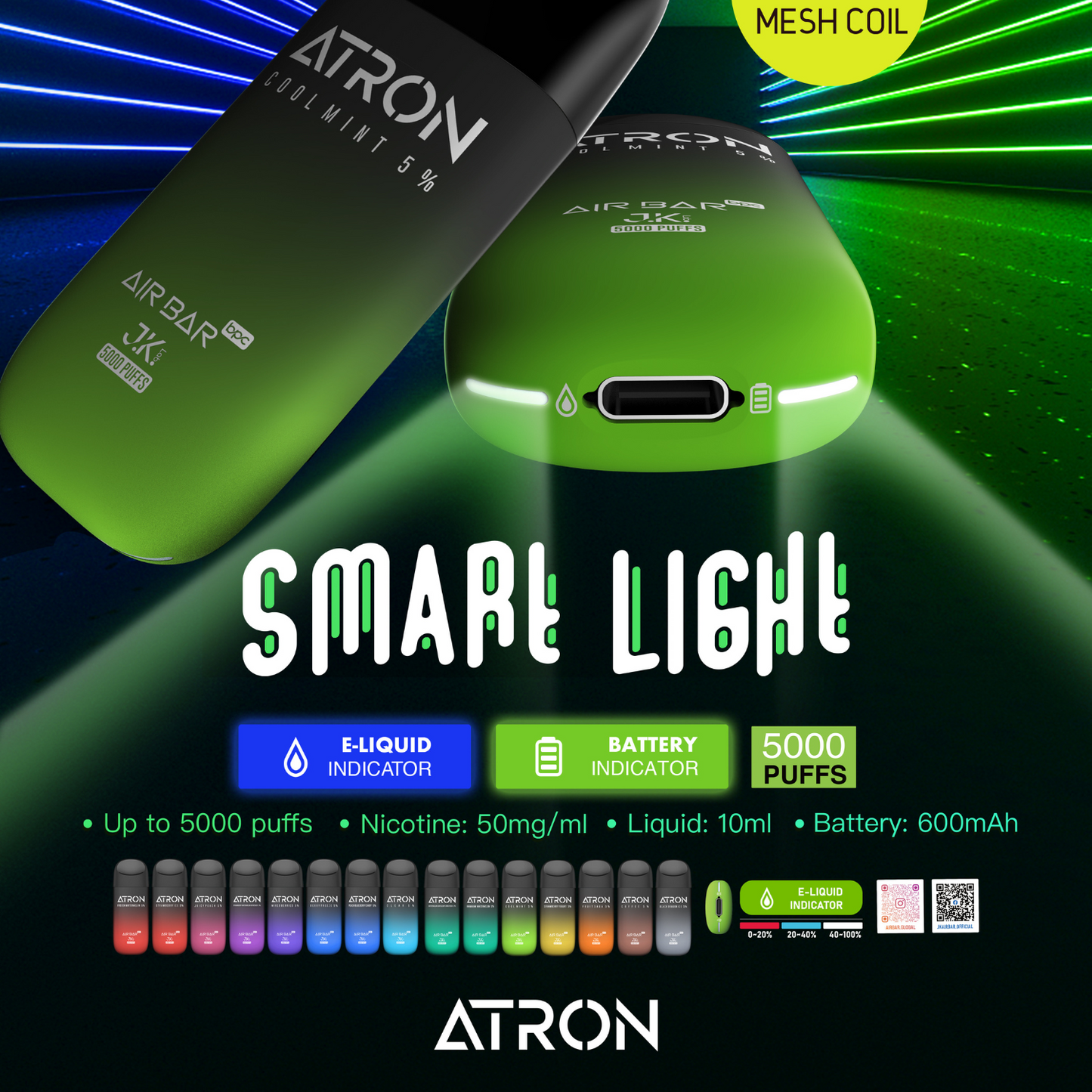 Air Bar Atron 5000 Puff Disposable Vape Wholesale 10 Pack