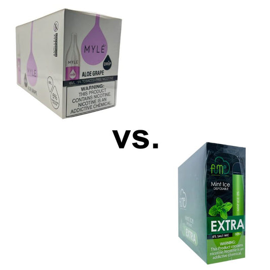 Myle Drip 2000 Puff Disposable Vape vs. Fume Extra 1500 Puff Disposable Vape Wholesale - Differences and Similarities
