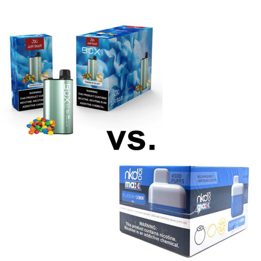 Comparison of Naked 100 Max 4500 Puff Disposable and Air Bar Box 5000 Puff Disposable