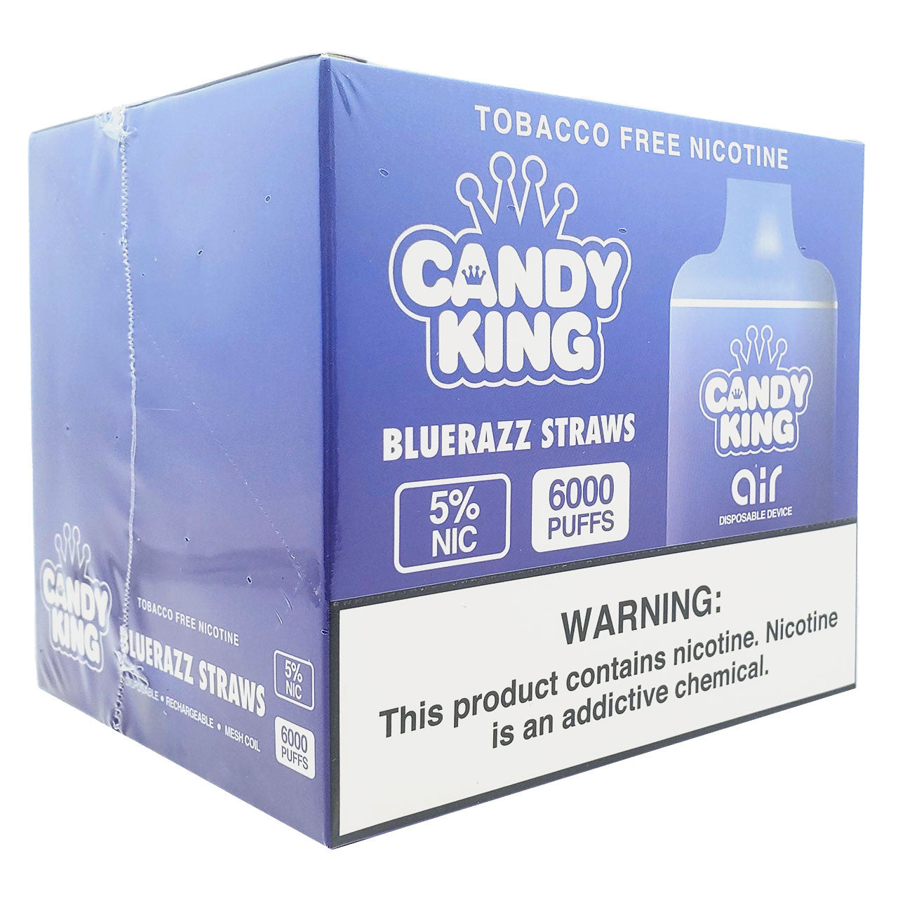 Candy King Air 6000 Puff Disposable Vape Wholesale 10 Pack Blue Razz Straws