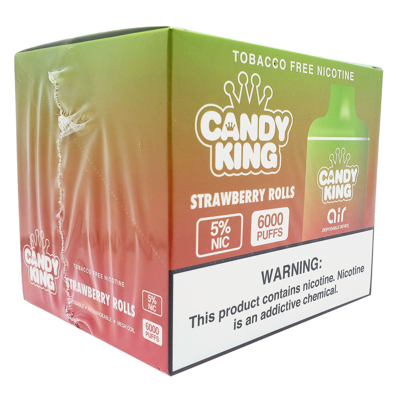 Candy King Air 6000 Puff Disposable Vape Wholesale 10 Pack Strawberry Rolls