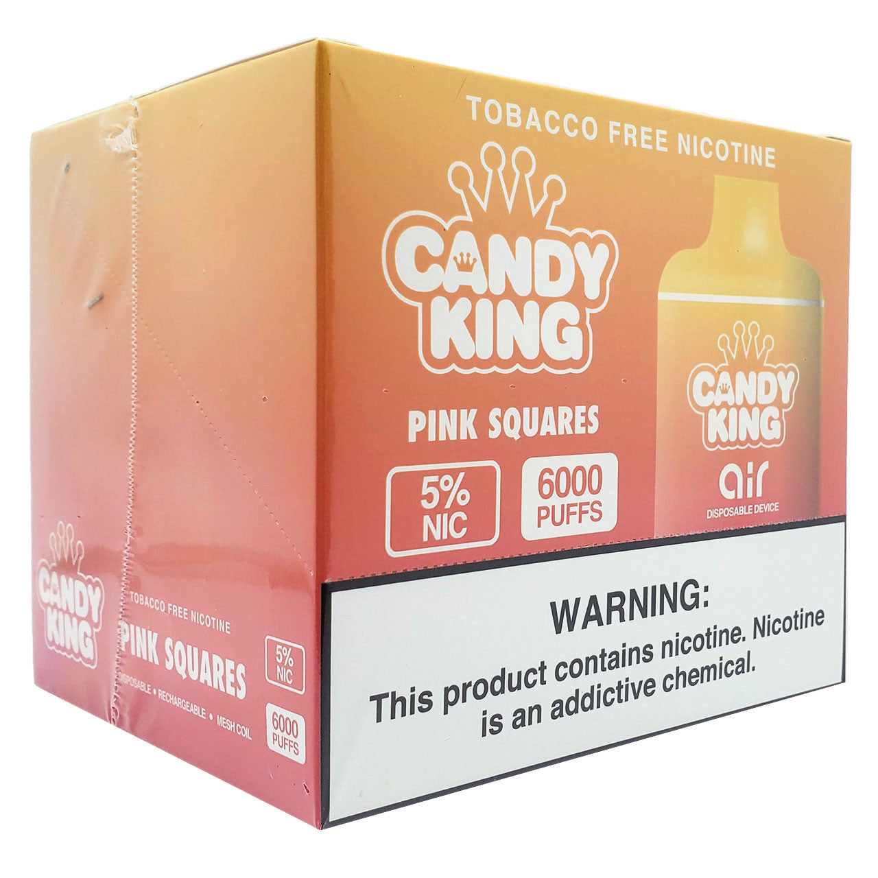 Candy King Air 6000 Puff Disposable Vape Wholesale 10 Pack Pink Squares