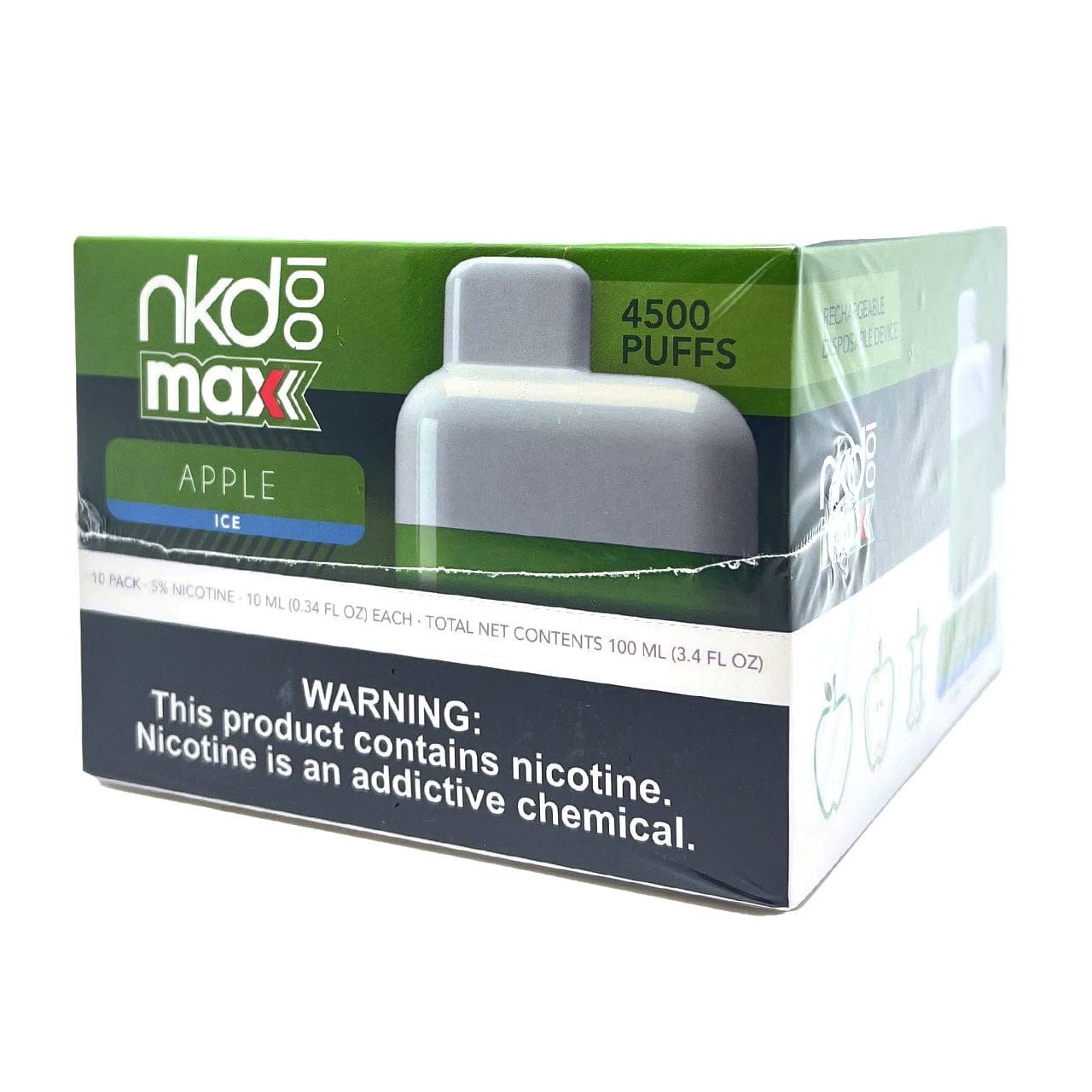 Naked 100 Max 4500 Puff Disposable Vape Wholesale 10 Pack Apple Ice