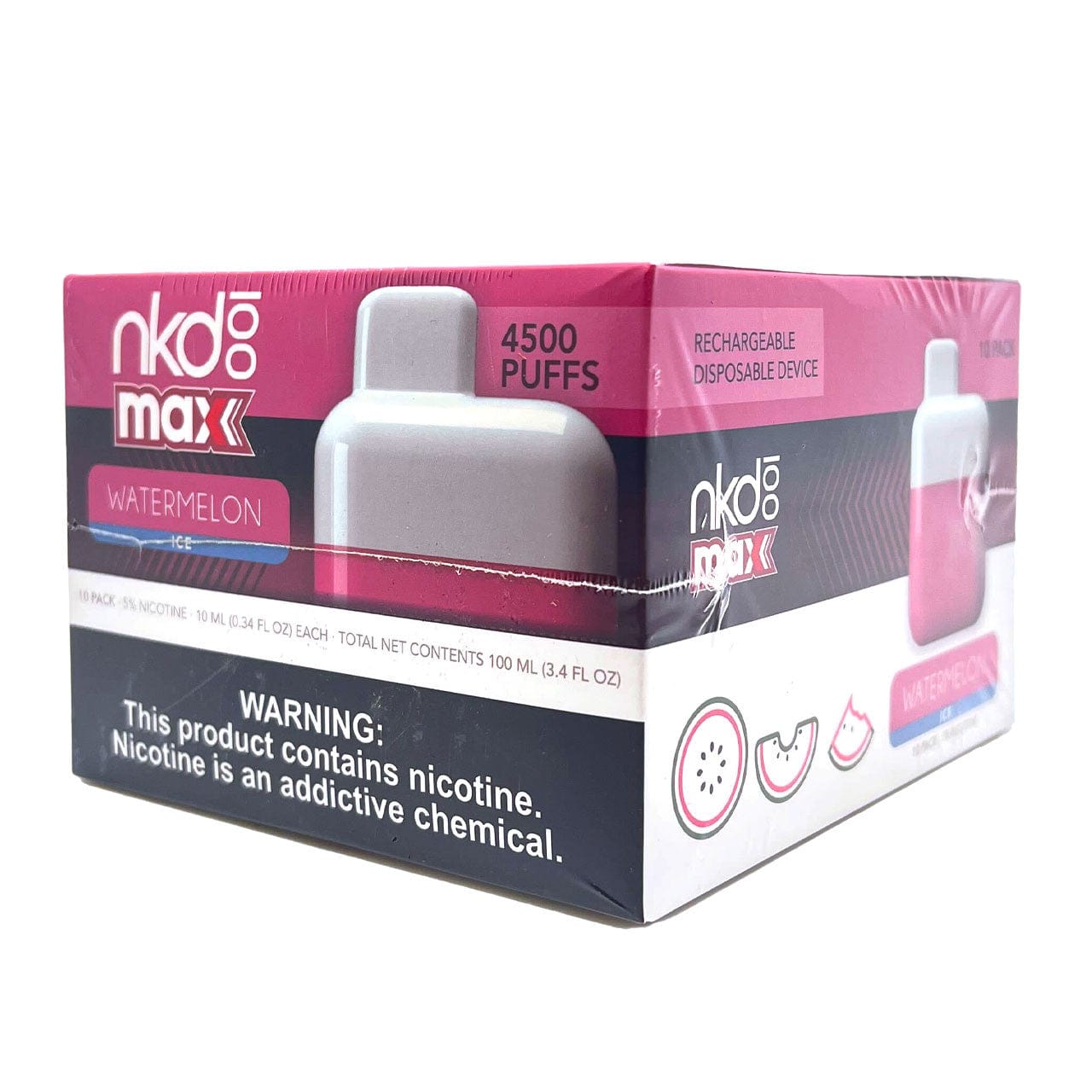 Naked 100 Max 4500 Puff Disposable Vape Wholesale 10 Pack Watermelon Ice