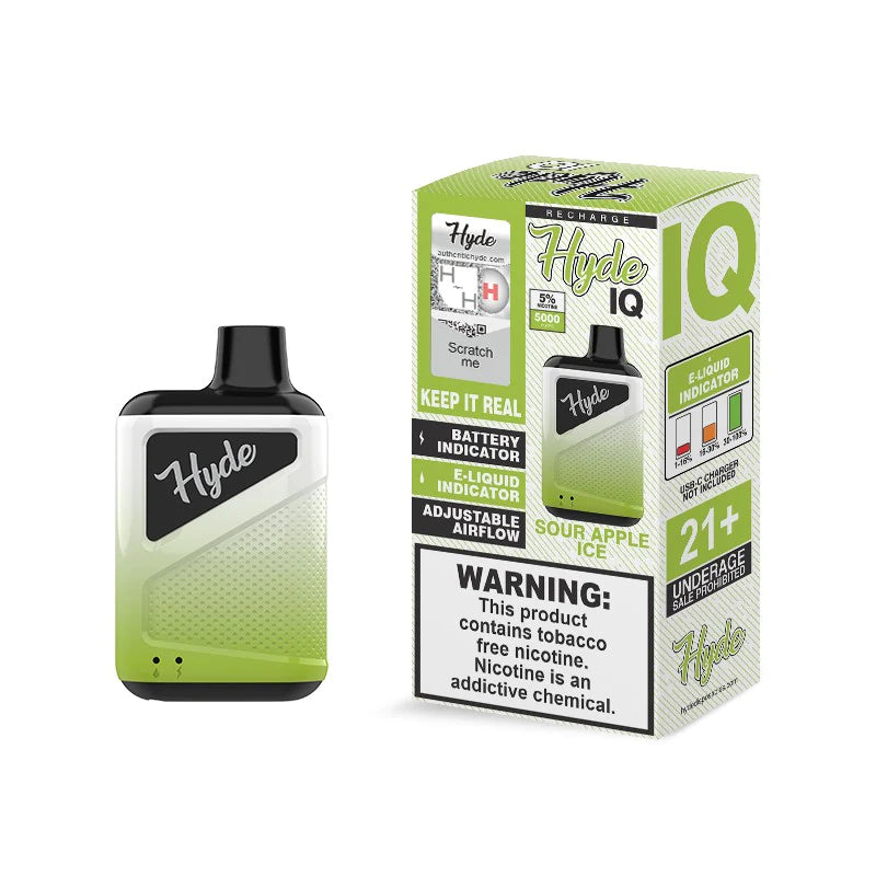 Hyde IQ 5000 Puff Disposable Vape Wholesale 10 Pack Sour Apple Ice
