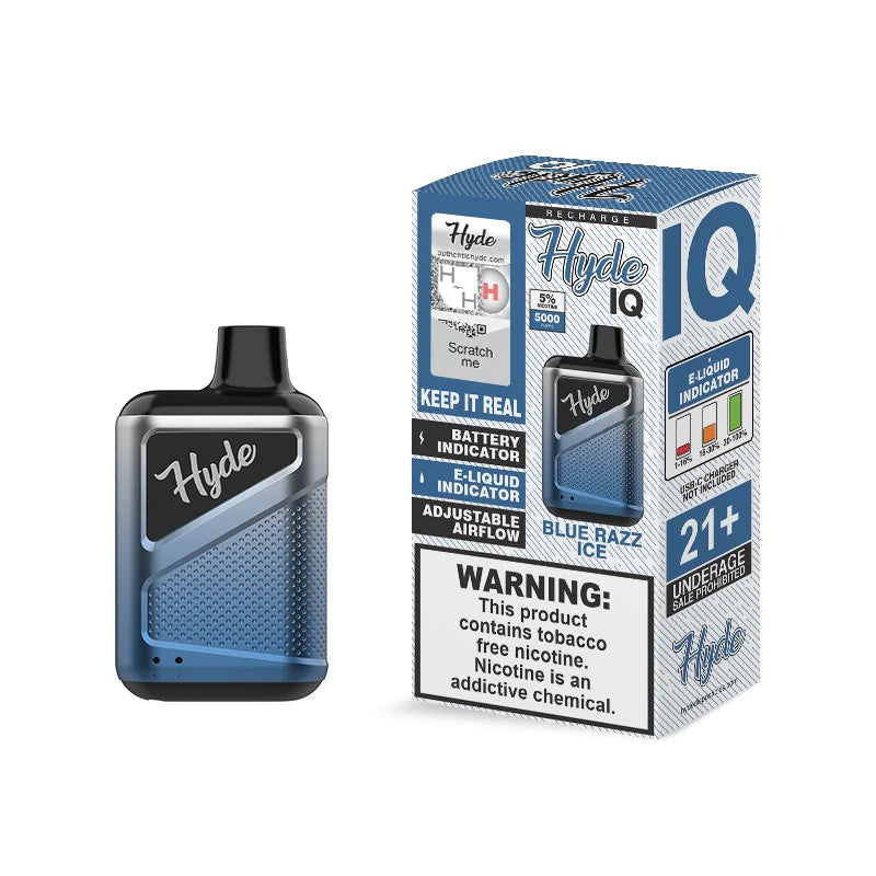 Hyde IQ 5000 Puff Disposable Vape Wholesale 10 Pack Blue Razz Ice