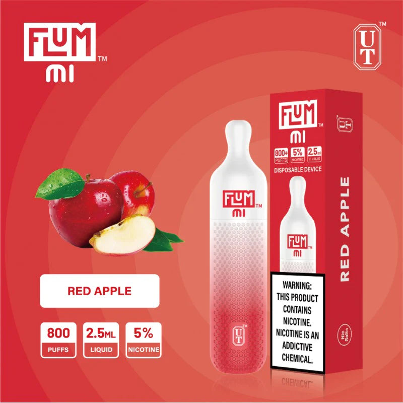 Flum Mini 800 Puff Disposable Vape Wholesale 10 Pack Red Apple