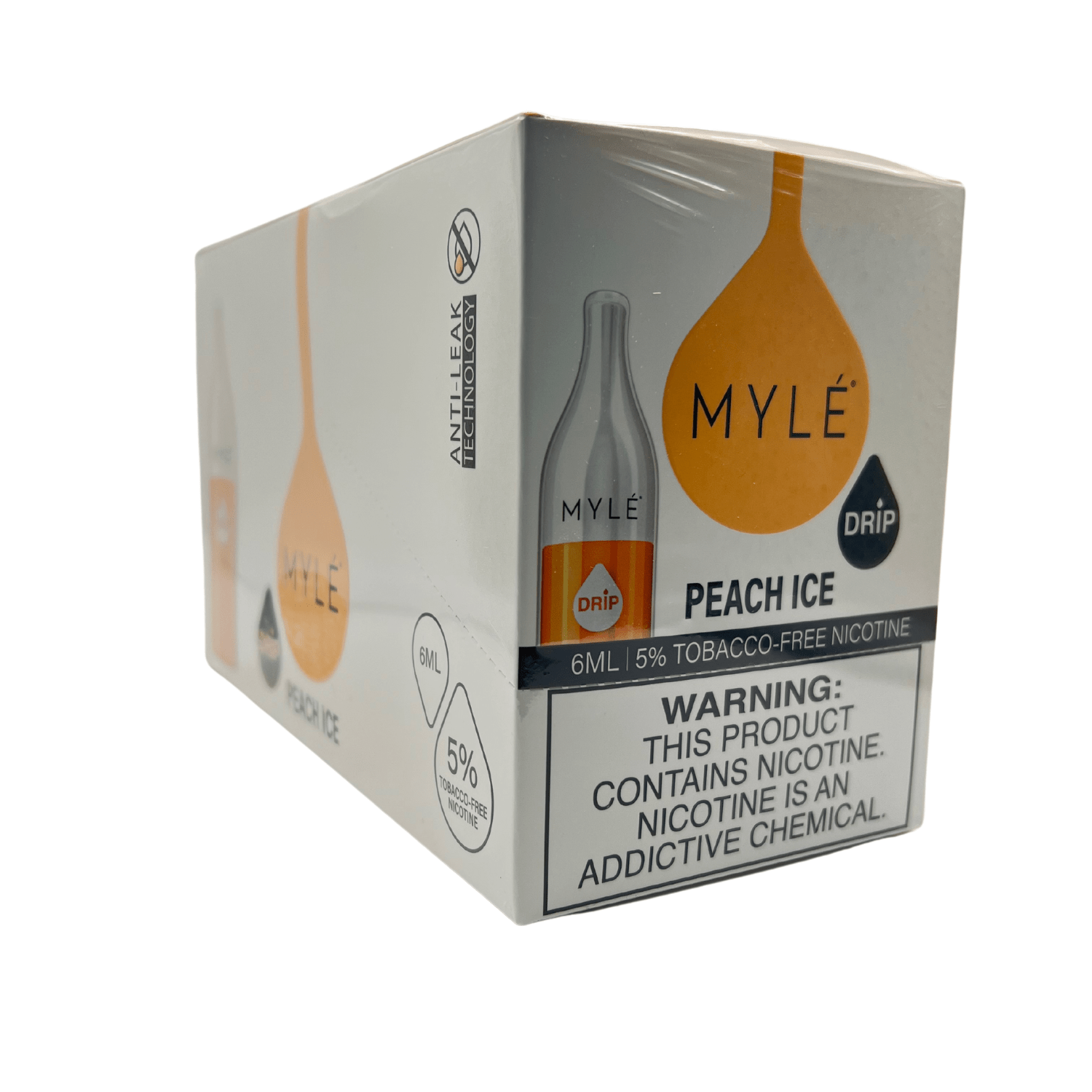 Myle Drip 2000 Puff Disposable Vape Wholesale 10 Pack Peach Ice