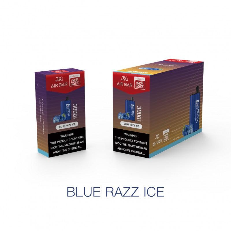Air Bar Box & Naked 100 Max 3000 Puff Disposable Vape Wholesale 10 pack Blue Razz Ice