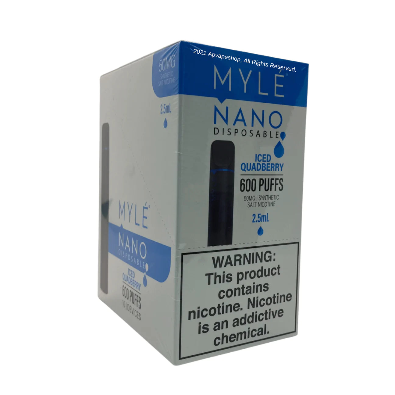 Myle Nano Disposable Vape Wholesale 10 Pack Iced Qaudberry